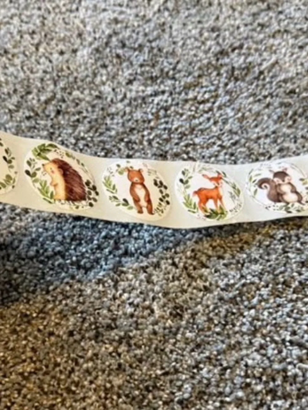 Woodland Animal Round Sticker Roll – Cute Forest Party Stickers in Green